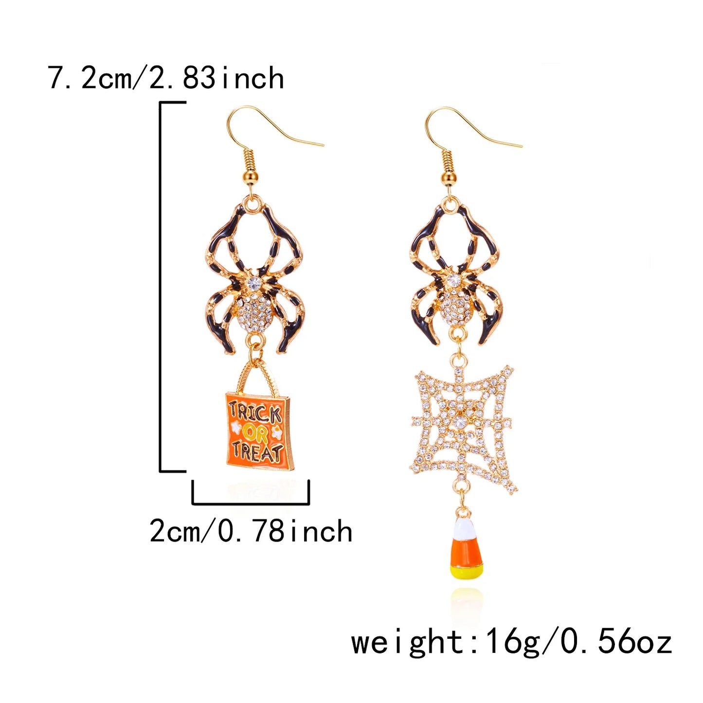 Cute Halloween Dangle Earrings for Women - Cartoon Pumpkin - Ghost Spider Drop Oil Earring