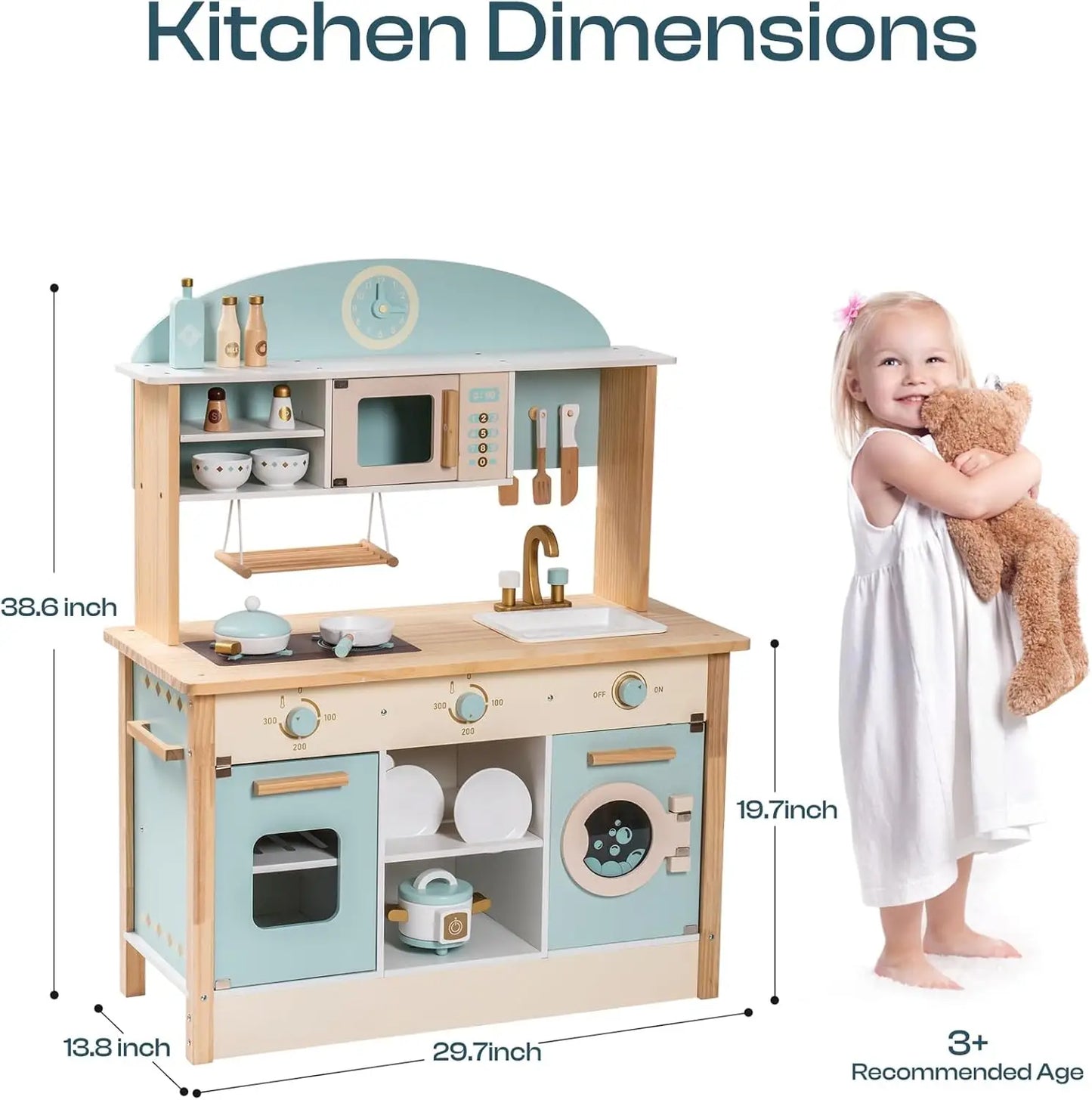 Wooden Kitchen for Kids - Play Kitchen with Plenty of Play Features