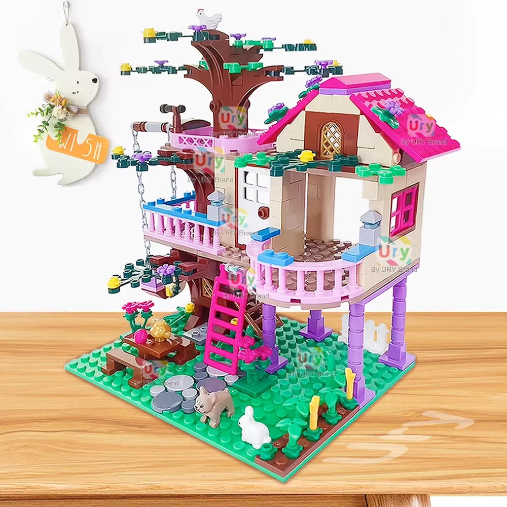 Friends City Tree House Summer Holiday - Villa Castle Building Blocks Sets - Figures Garden DIY - Toys for Kids Girl Birthday Gift
