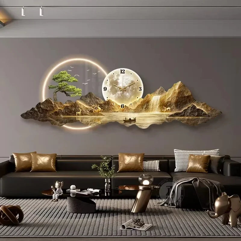 Design Luxury Wall Clocks Living Room Led Aesthetic