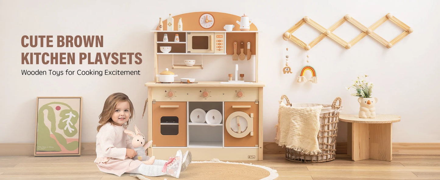 Wooden Kitchen for Kids - Play Kitchen with Plenty of Play Features