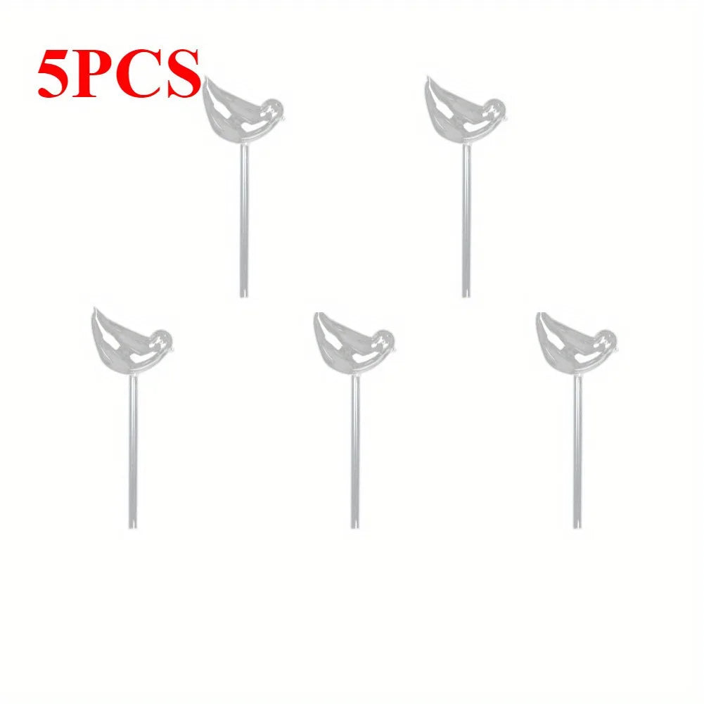 5Pack White Bird-Shaped Self-Watering Stakes for Plants - Automatic Watering Globes for Indoor & Outdoor Gardens