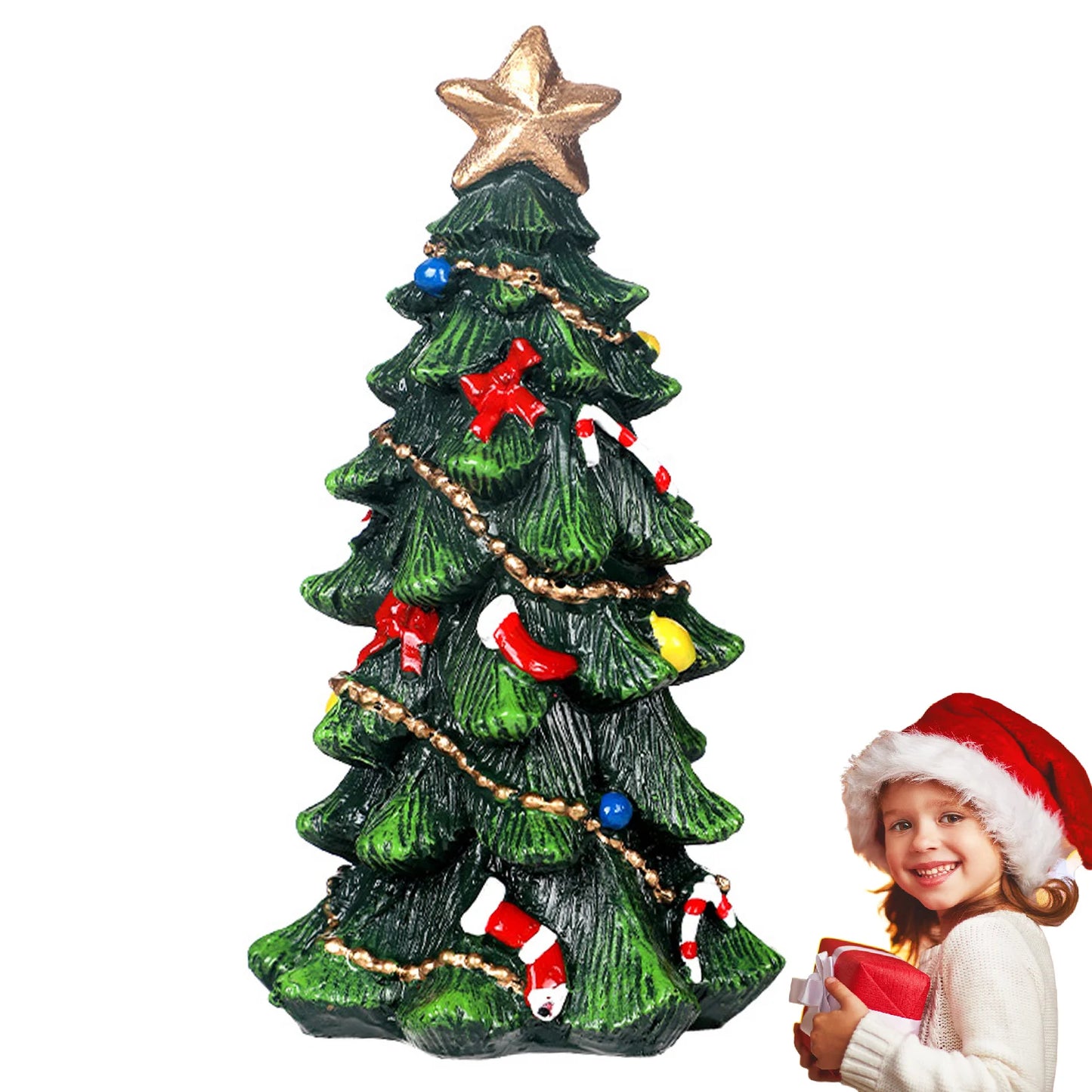 Tabletop Christmas Resin Tree Decor 3D Xmas Tree Christmas Tree Model for Christmas DIY Craft Party Decor MIAO-US