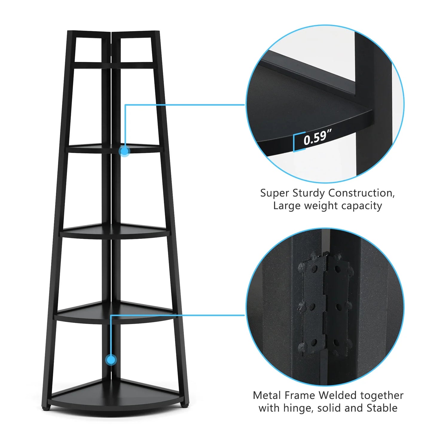 Tribesigns 70 inch Tall Corner Shelf, 5 Tier Modern Corner Bookshelf Bookcase Industrial Corner Ladder Shelf Plant Stand