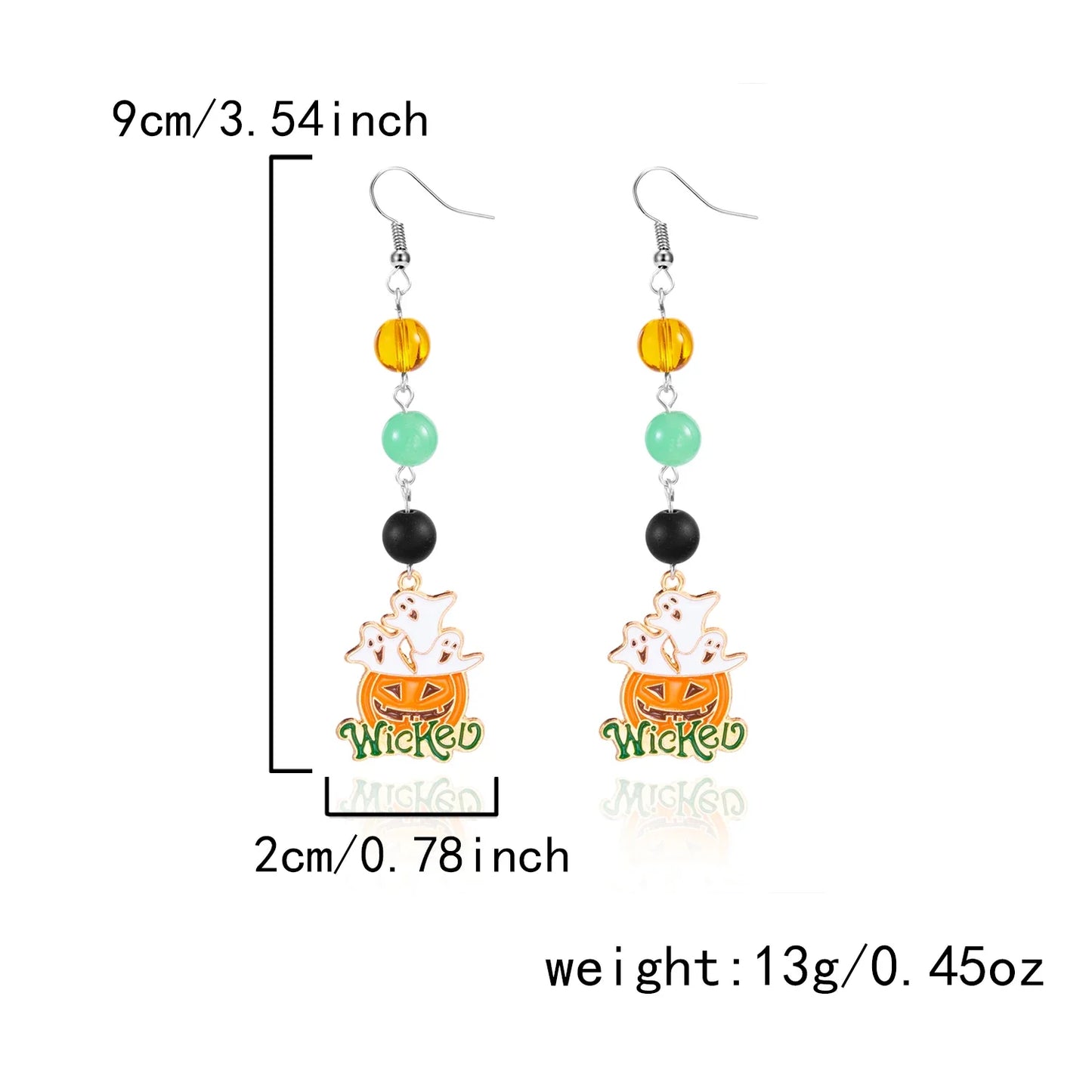 Cute Halloween Dangle Earrings for Women - Cartoon Pumpkin - Ghost Spider Drop Oil Earring