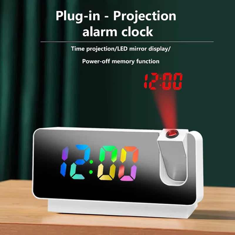 Projection Alarm Clock-  Desk Clock with Large Color LED Display - Rotatable Ceiling/Wall Projector for Bedroom, Office, Bathroom