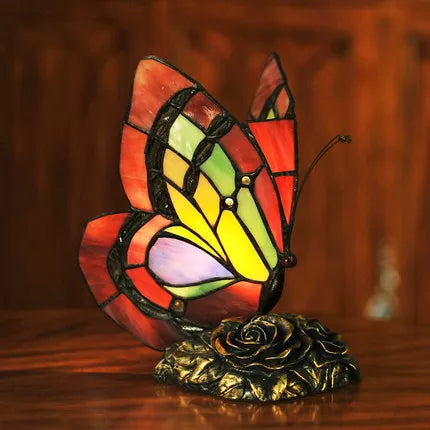 Tiffany Table Lamp Retro Stained Glass Butterfly Desk Lamp