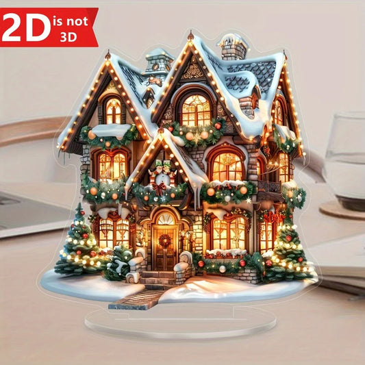 A charming two-dimensional gingerbread house Christmas table ornament