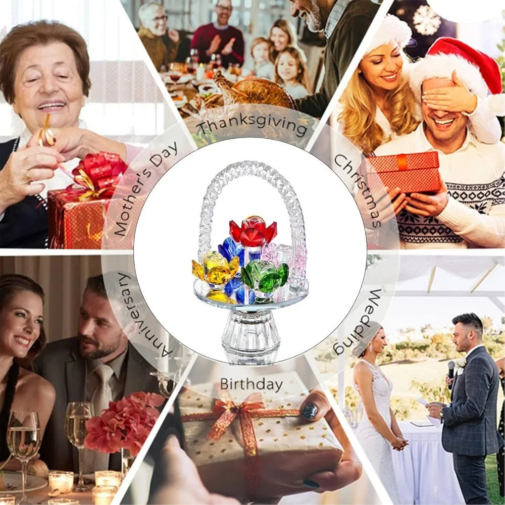 Crystal Sunflower Figurine Collectible Glass Flower Ornament Statue