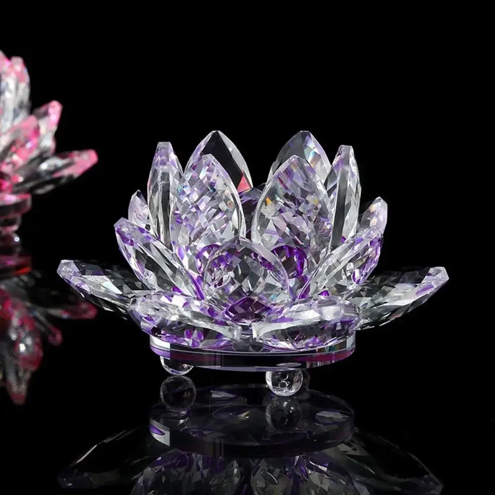 60-140mm Crystal Lotus Flower Figurine Home  Decoration - Glass Craft Paperweight - Table Ornaments