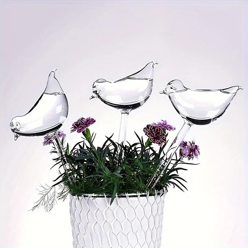 5Pack White Bird-Shaped Self-Watering Stakes for Plants - Automatic Watering Globes for Indoor & Outdoor Gardens