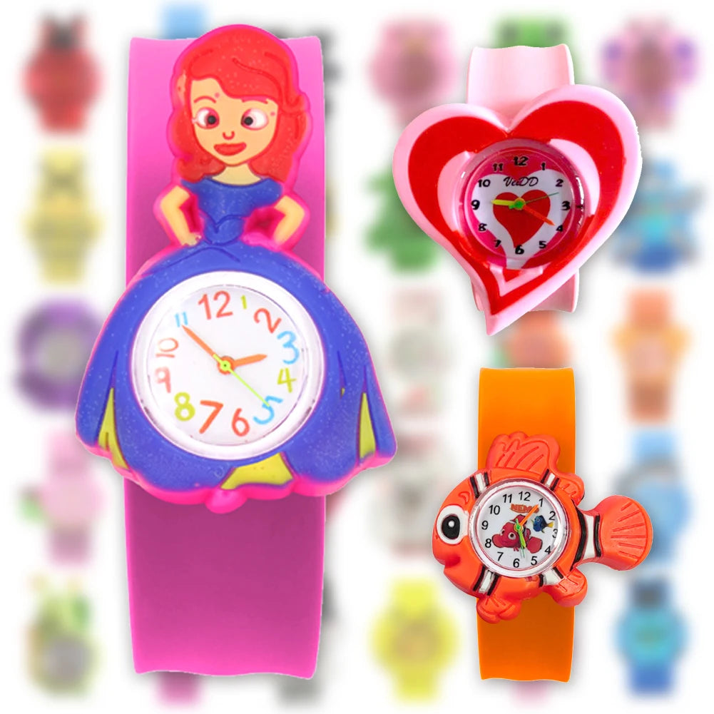 30 Cartoon Styles Children Watches - Colorful Bend Slap Strap - Clock Random Style