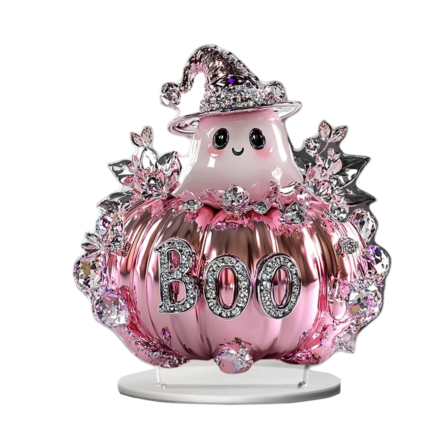 Halloween Party Decorations - Spooky Acrylic Crystal Pumpkin 2D - Flat Statue Ornament - Table Centerpiece for Home Décor