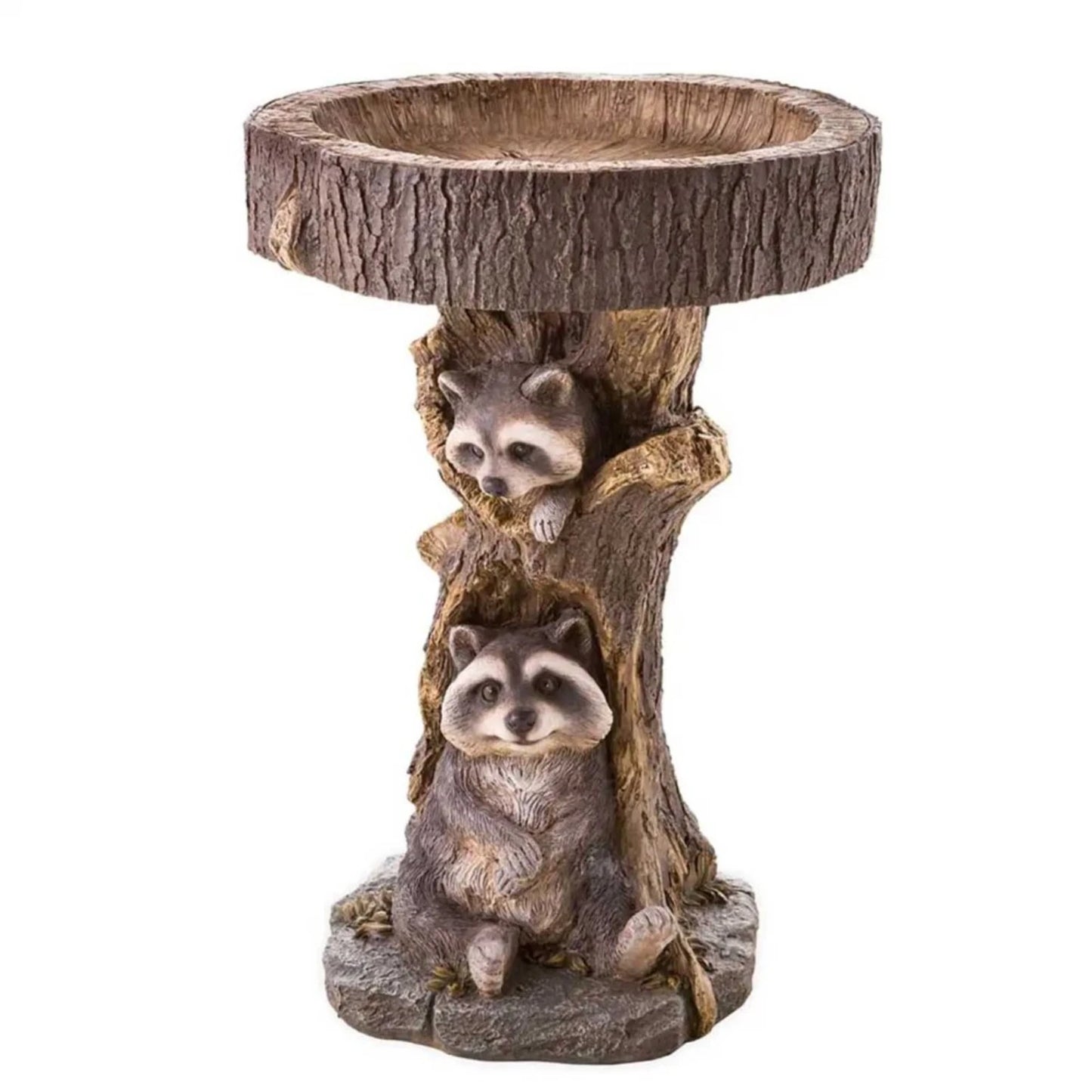 Resin Raccoon Birdbath, - Polyresin Antique Garden Bird Bath For Home Garden Yard