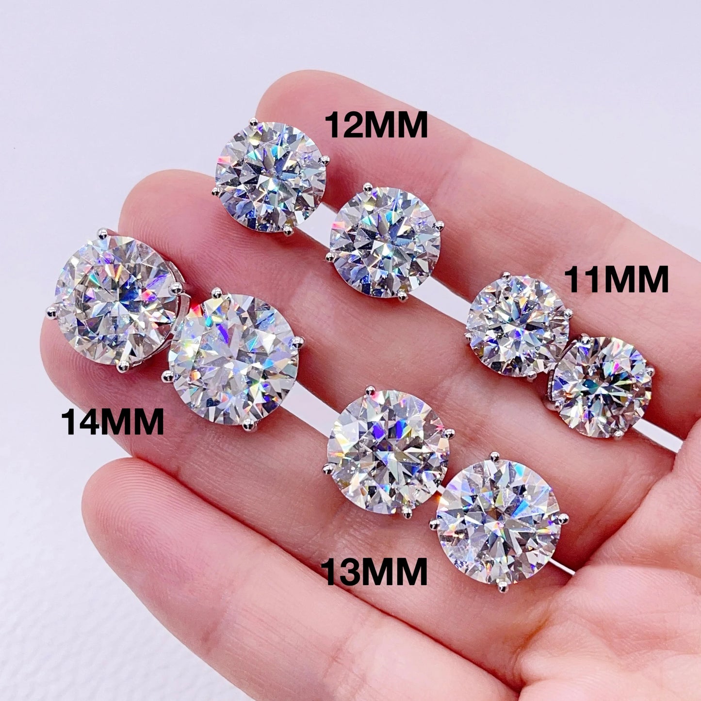 CUC 3-14MM AAAA Zircon Stud Earrings Screw/Push Back For Women -Men Fashion Trend Jewelry