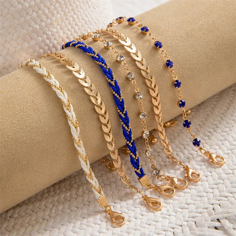4pcs/set Bohemia Shell Bracelets for Women -  Metal Chain Bangles