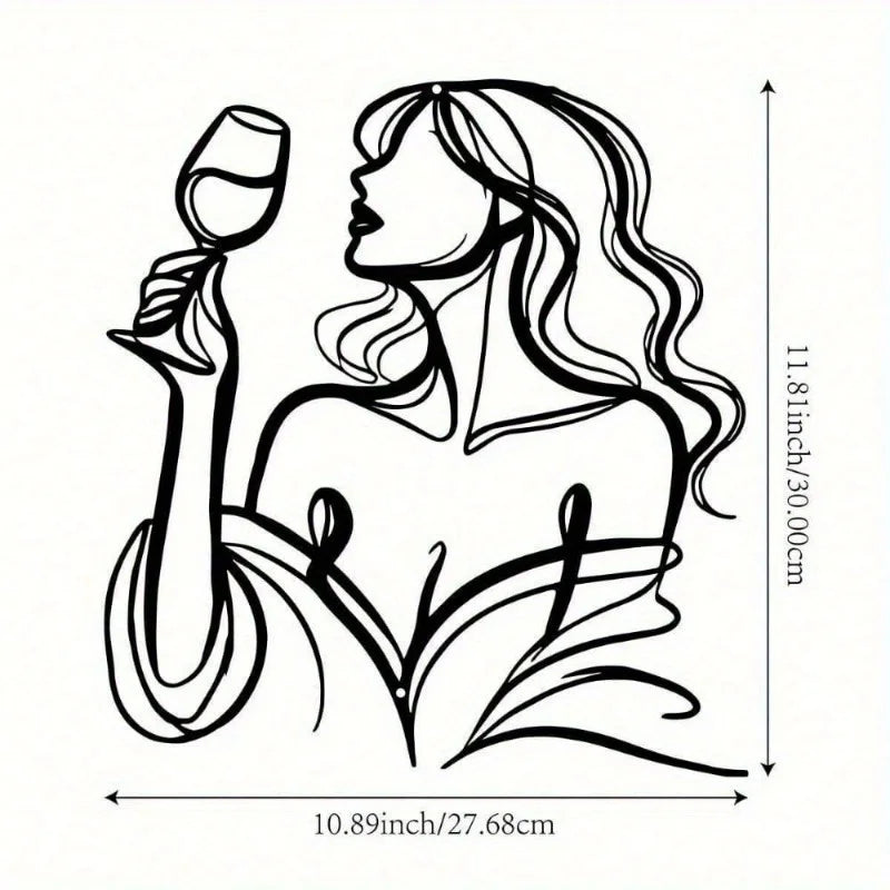 Long-Haired Lady - Raised Glass Metal Wall Sculpture -Waterproof,Rust-Resistant & Christmas Gift,- Bedroom Decor