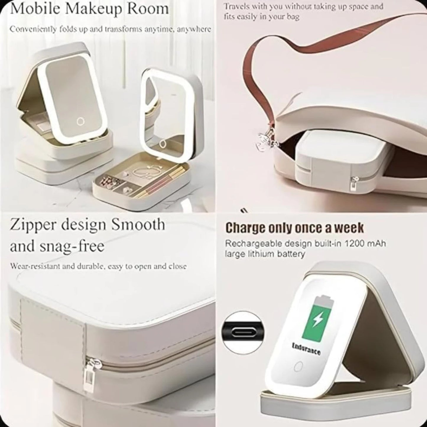 Rechargeable Lighted LED Makeup Mirror - Three Color Adjustable & Brightness White Mirror