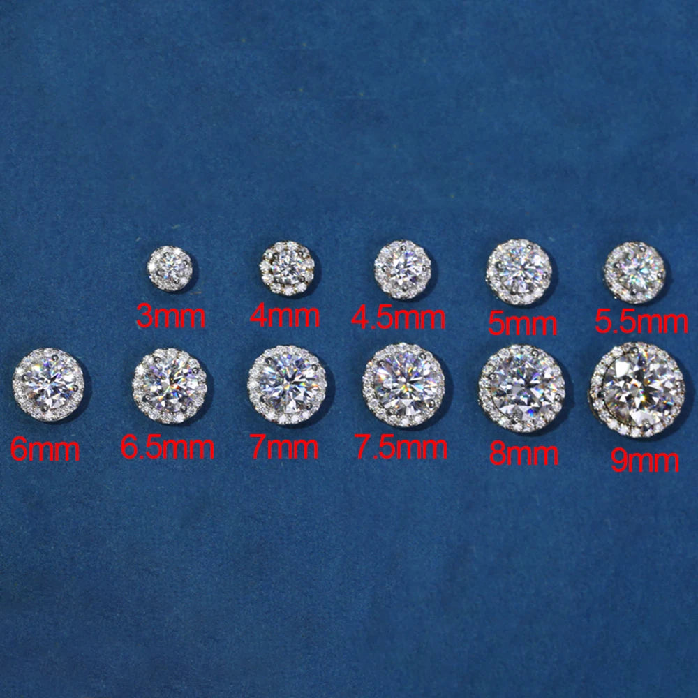 Classic Fashion Real Moissanite Stud Earrings For Women.  Sterling Silver Sparkling Engagement & Wedding Gifts