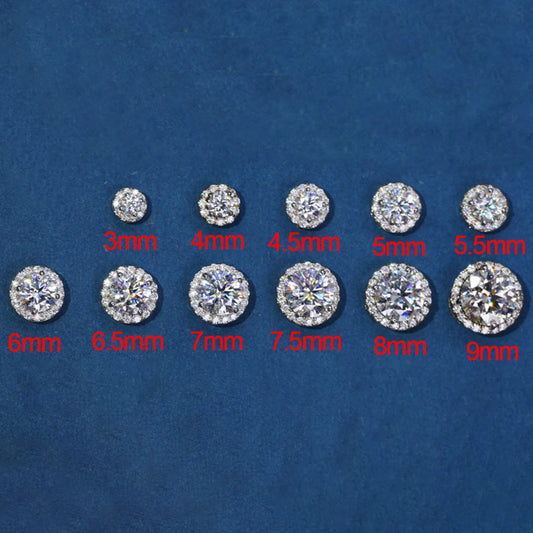 Classic Fashion Real Moissanite Stud Earrings For Women.  Sterling Silver Sparkling Engagement & Wedding Gifts