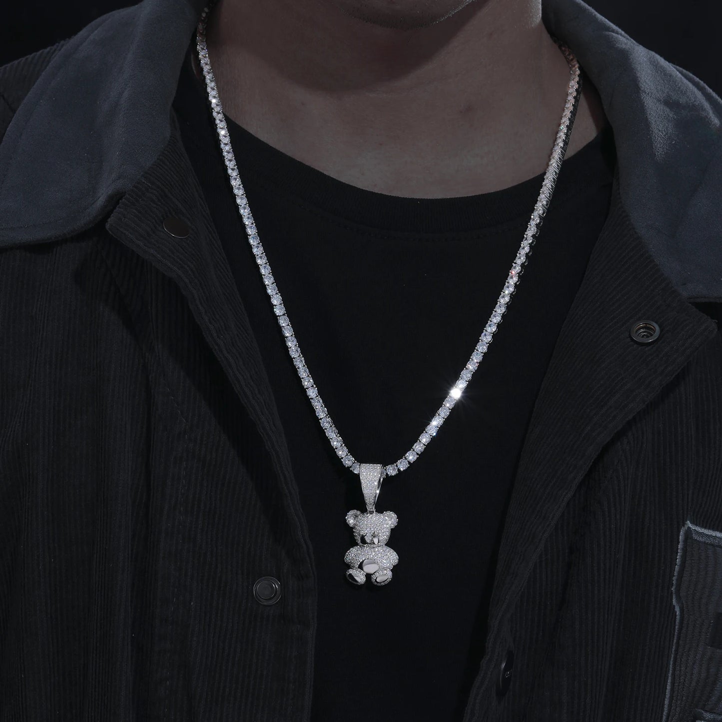 Exquisite Moissanite Fashion Bear Pendant Necklace
