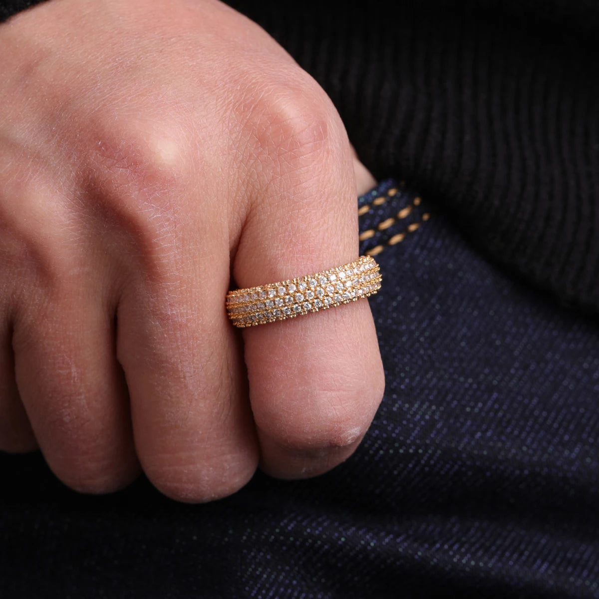 Iced-out Cubic Zirconia Ring for Men  & Women - 24k Gold  & Silver 
Color Plated  Jewelry