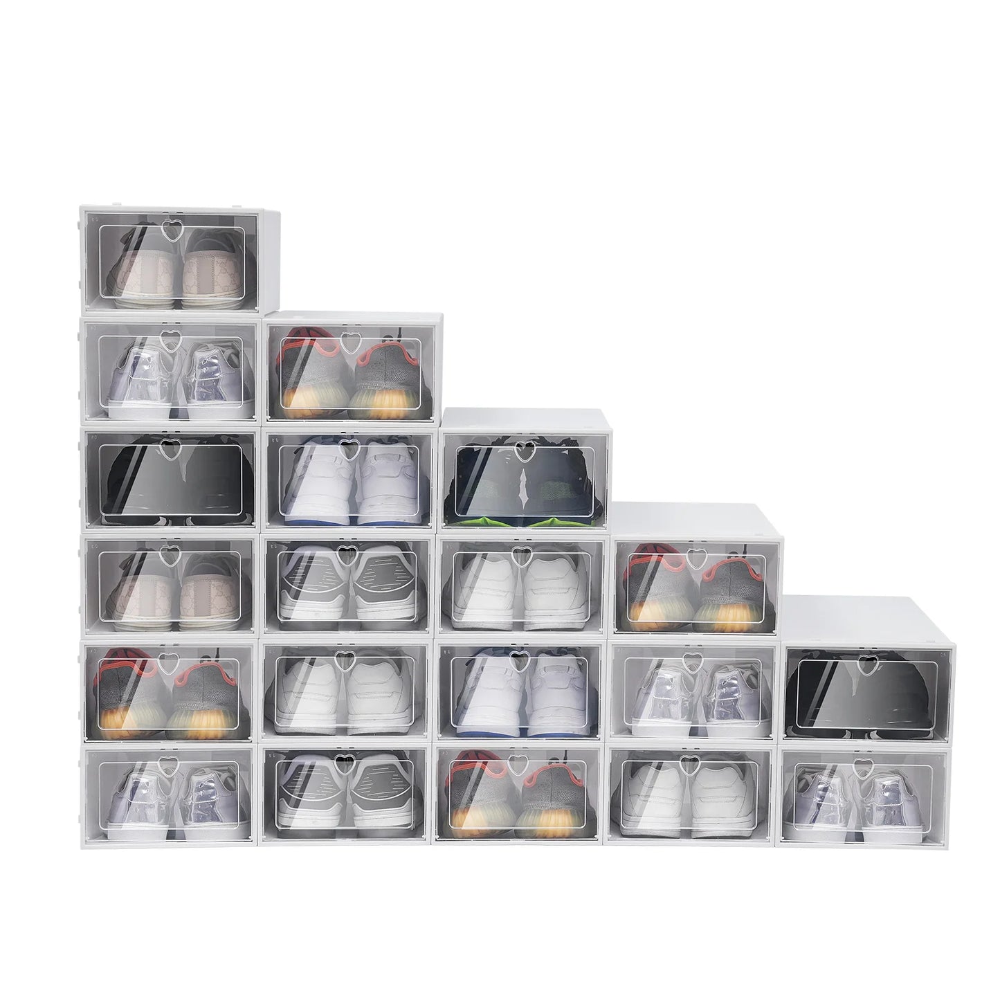 20X Clear Plastic Shoe Storage - Box Stackable Foldable Boxes