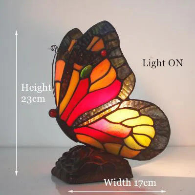 Tiffany Table Lamp Retro Stained Glass Butterfly Desk Lamp