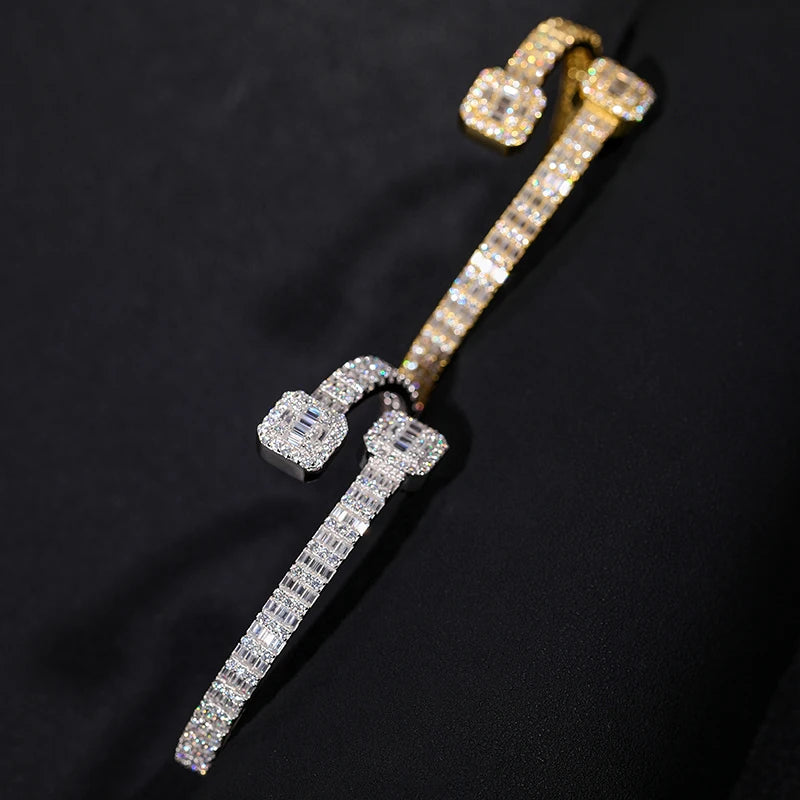 New Arrival - Cubic Zirconia Baguette Bracelets - Mens Bangles Iced Out
