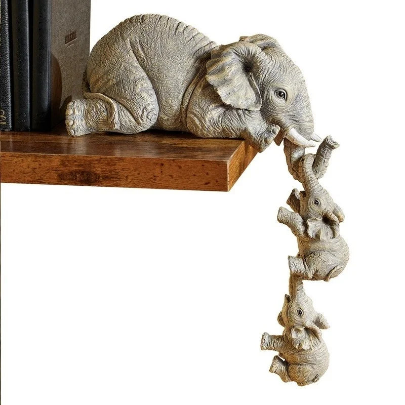 3pcs/set Cute Elephant Figurines  Holding Baby Elephant