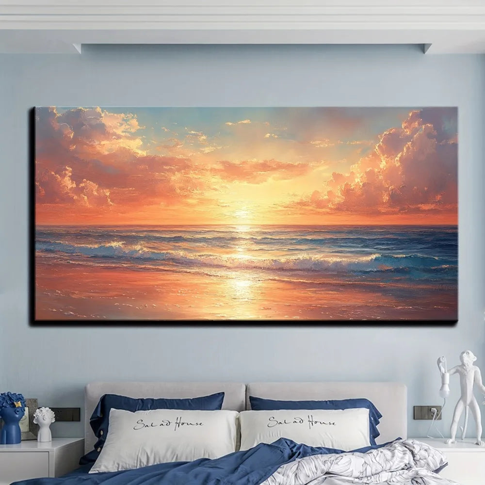 Seaside sunrise scenery Modern abstract oil painting