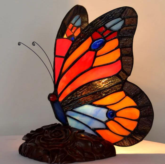 Tiffany Table Lamp Retro Stained Glass Butterfly Desk Lamp