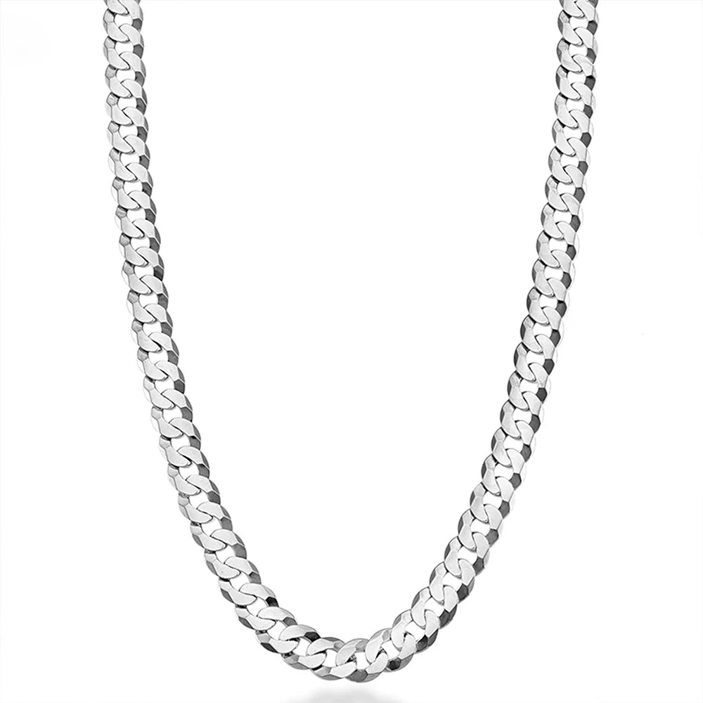 7mm Men's  Link Silver plated & brass Chain Necklace