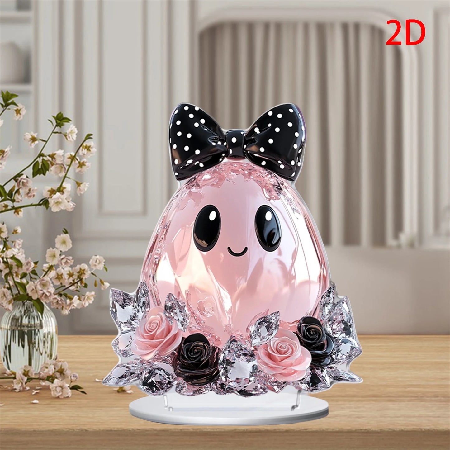 Halloween Party Decorations - Spooky Acrylic Crystal Pumpkin 2D - Flat Statue Ornament - Table Centerpiece for Home Décor