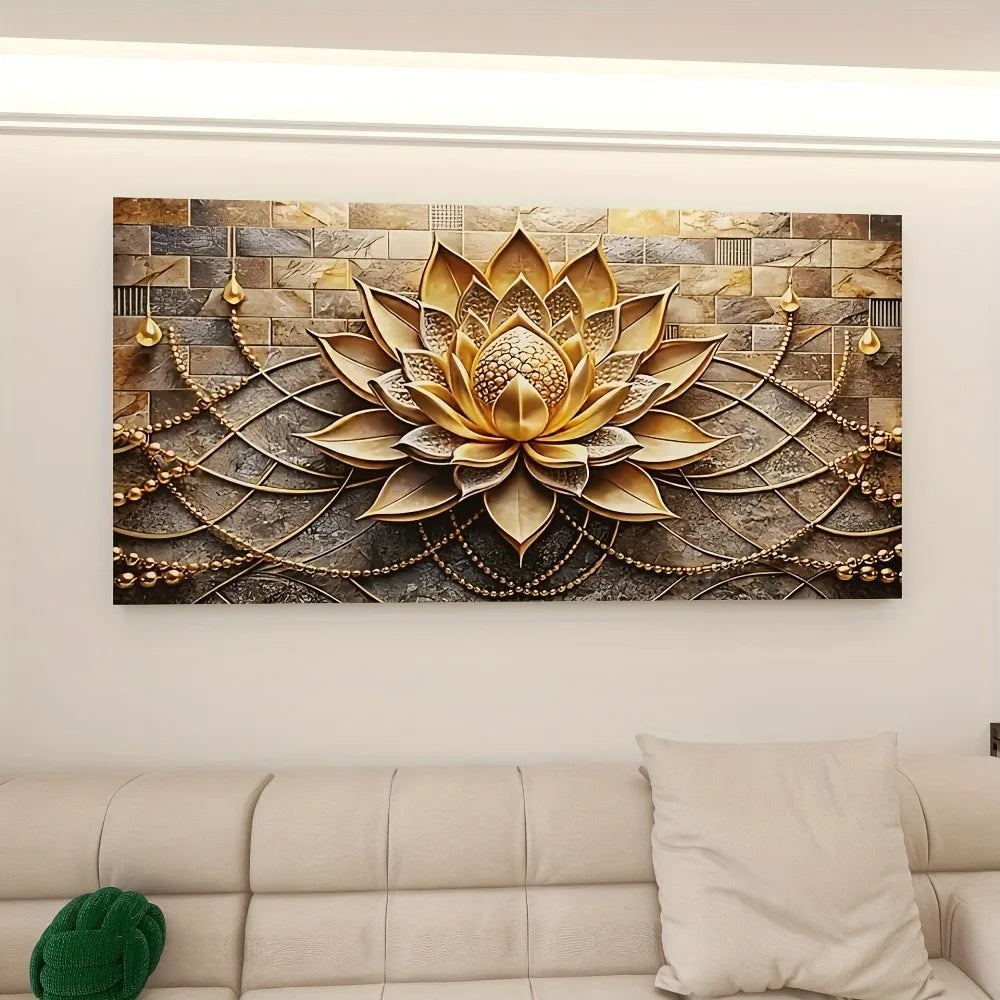 Modern abstract black gold floral canvas art