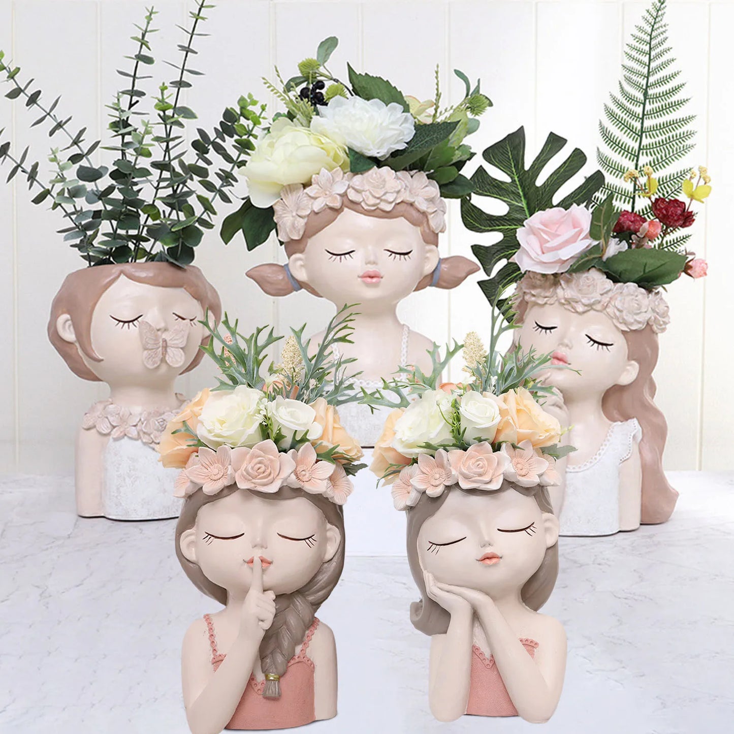 Creative Cute Girl Resin Flower Pot