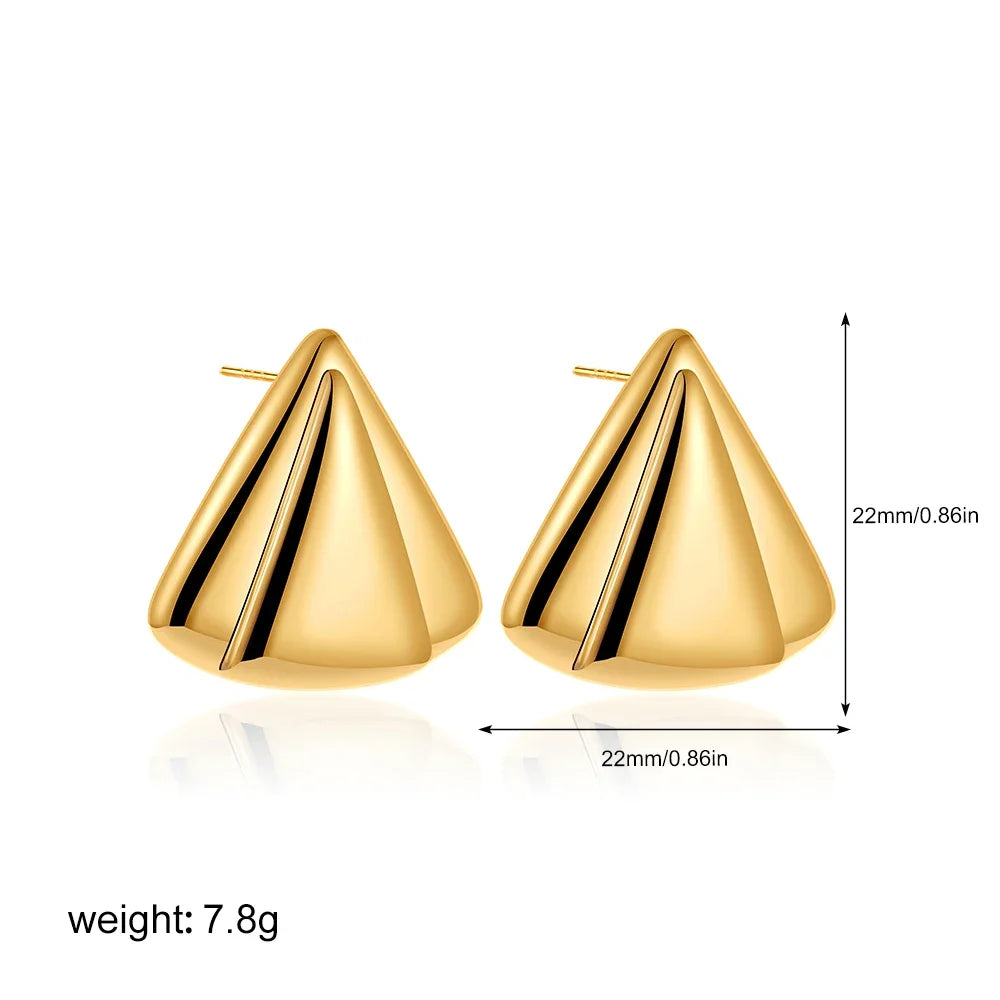 Fashion Glossy Three-Layer Textured Intersecting Knot Earrings for Women - Gold Color Stainless Steel Earring V