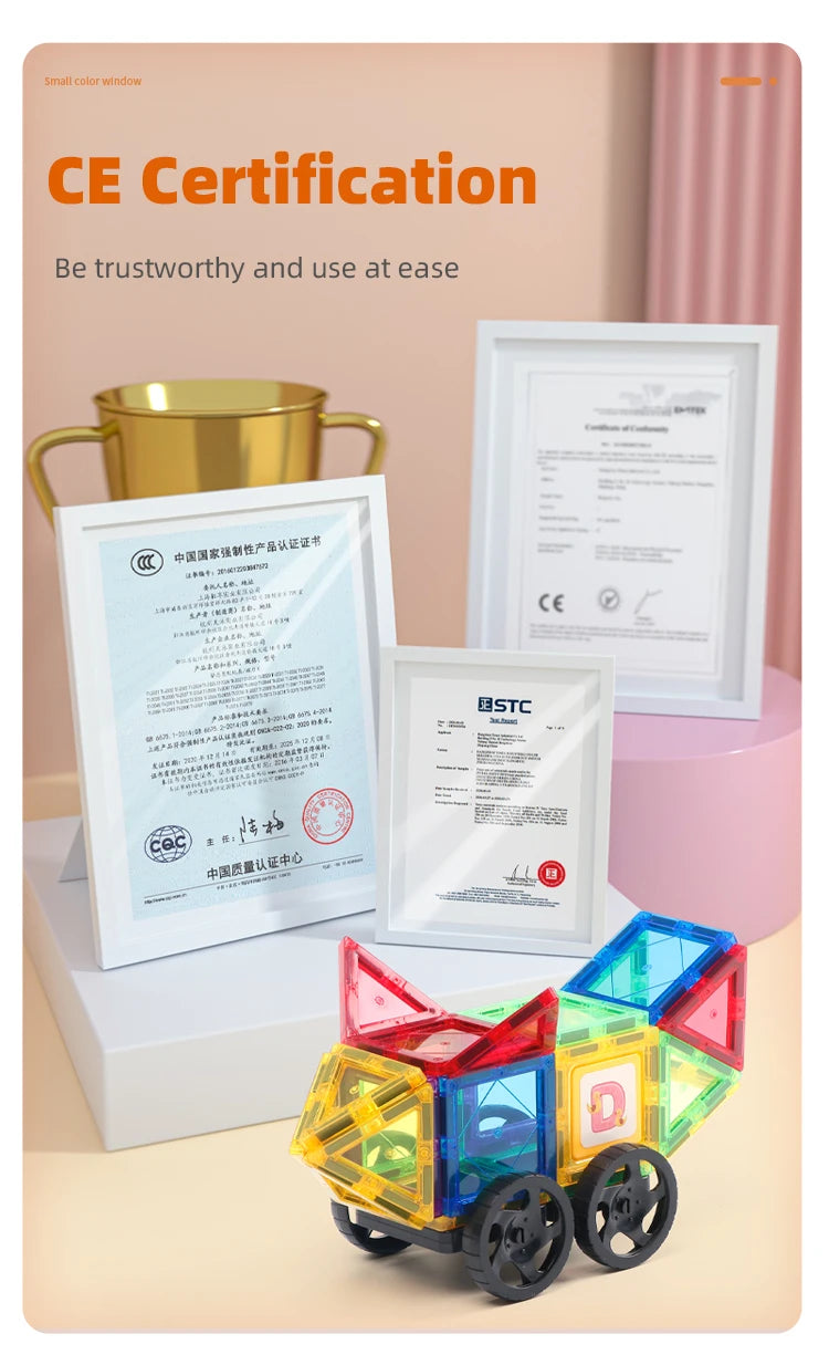 Romboss Magnetic Building Blocks Set - Magnetic Sheet Construction - Building Puzzle Tiles Boys & Girls