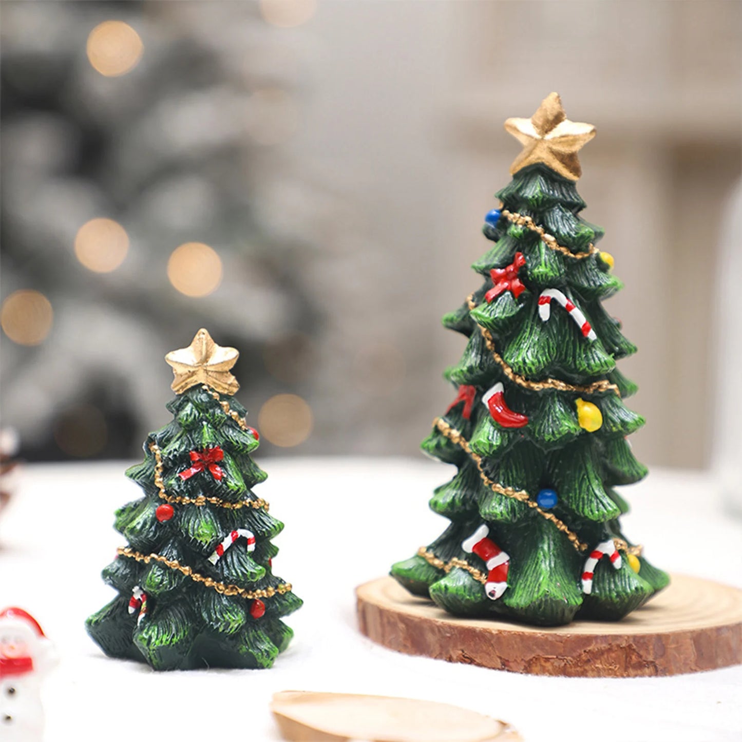 Tabletop Christmas Resin Tree Decor 3D Xmas Tree Christmas Tree Model for Christmas DIY Craft Party Decor MIAO-US
