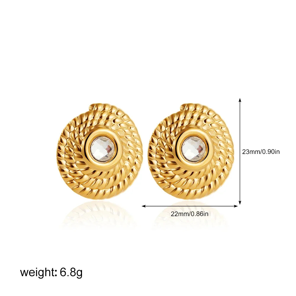 Fashion Glossy Three-Layer Textured Intersecting Knot Earrings for Women - Gold Color Stainless Steel Earring V