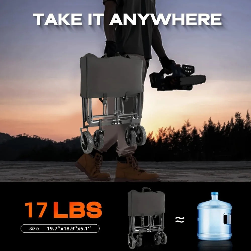 330/450LB Heavy Duty Foldable Utility  Wagon With Terrain Car storage car Wheels, Side Pockets,