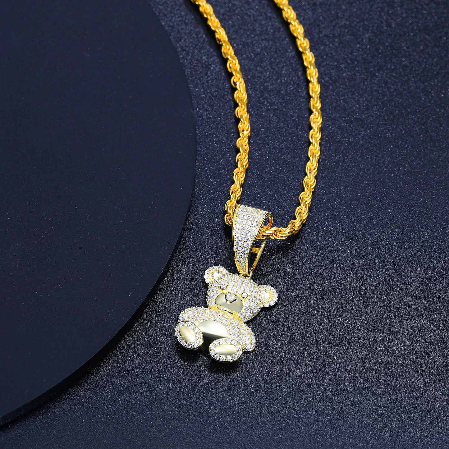 Exquisite Moissanite Fashion Bear Pendant Necklace