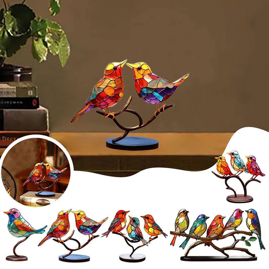 Colorful Birds Ornament - 3D Modern Style - Tabletop Bird Decoration - Perfect For Living Room - Bedroom - Office