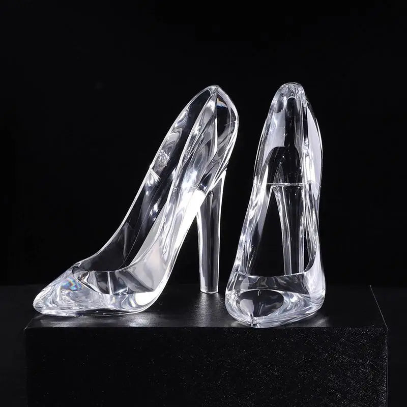 Cinderellas Crystal Glass Slipper Shoe - Transparent Acrylic High-Heeled Shoes -  Beautiful Home Decor