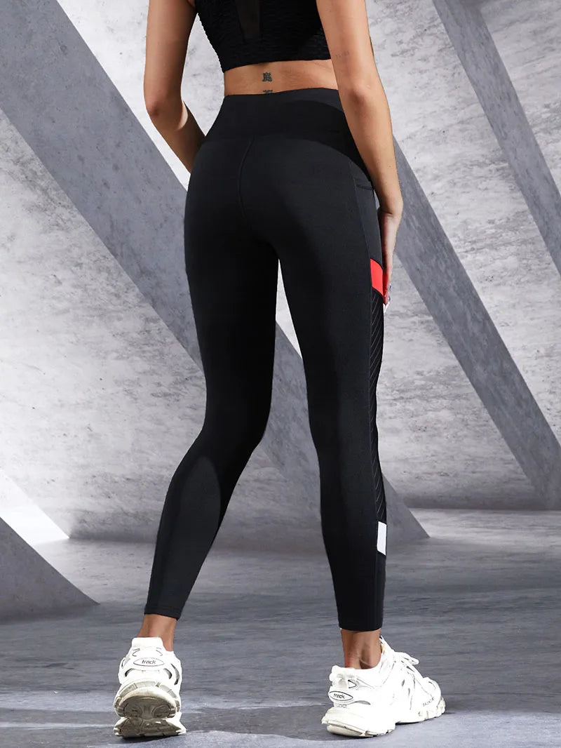 Mesh High Waist Yoga Pants with Side Pockets - Leggings for Women Tummy Control Workout - Shaping Leggings