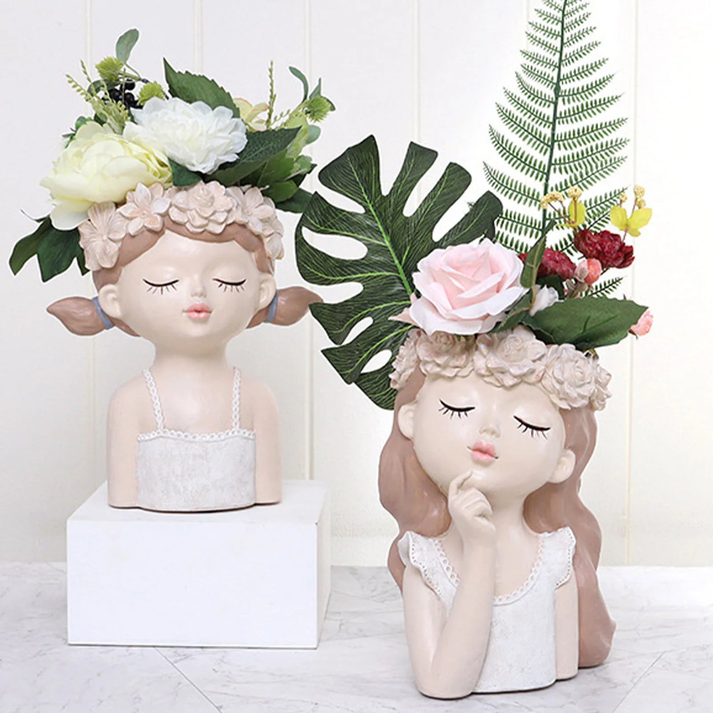 Creative Cute Girl Resin Flower Pot