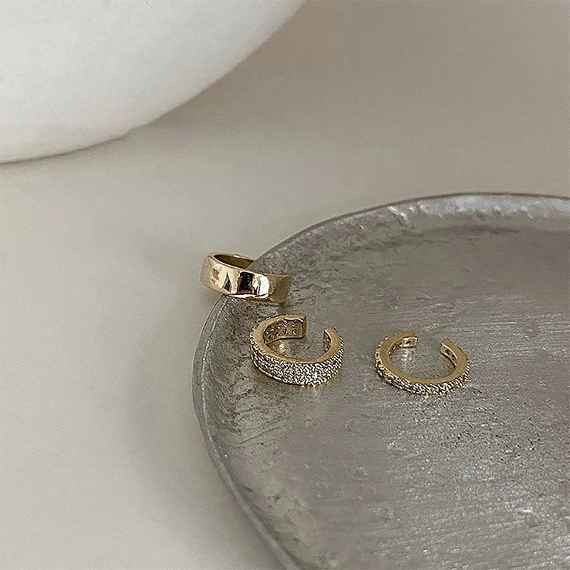 3Pcs/set Fashion C Shape Zircon Ear Cuff -  No Piercing Ear Clip For Women