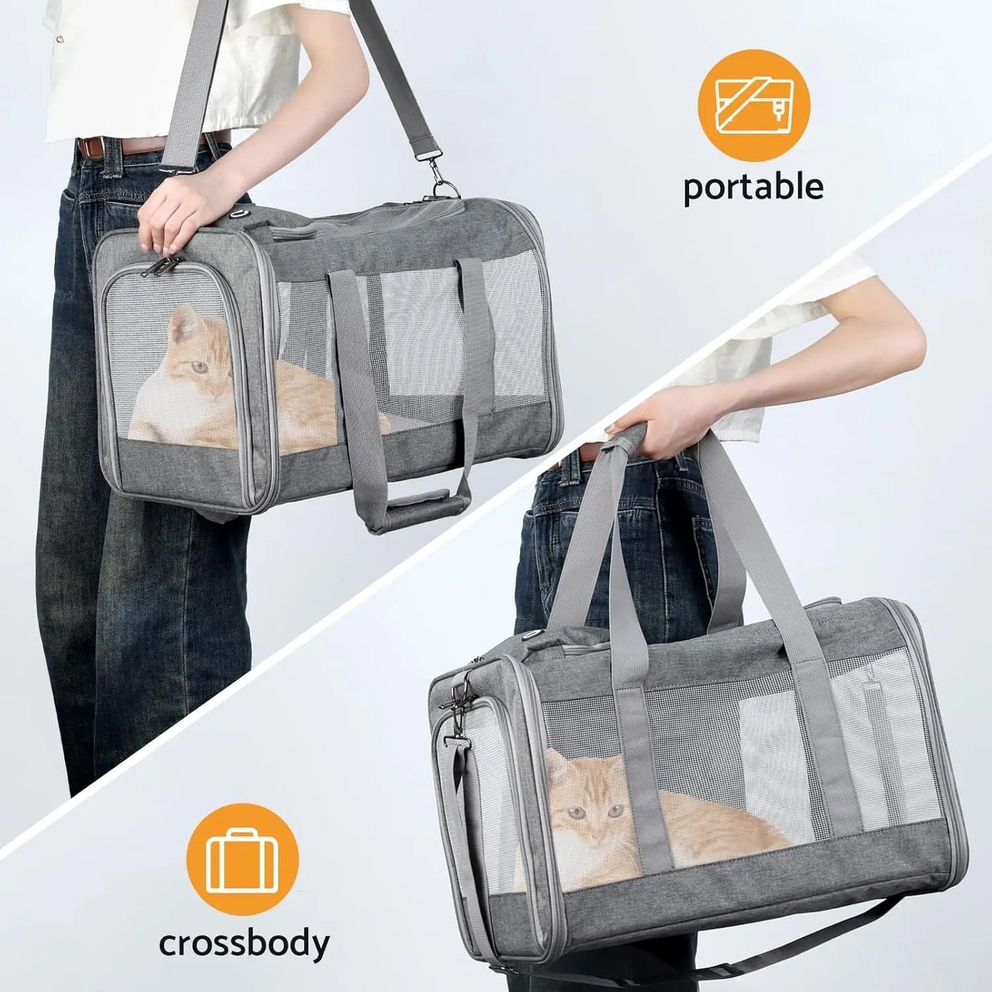 Airline Approved Pet Carrier for Cats  &  Dogs Soft Travel Bag with Breathable Honeycomb Board,Removable Support Board for Vet