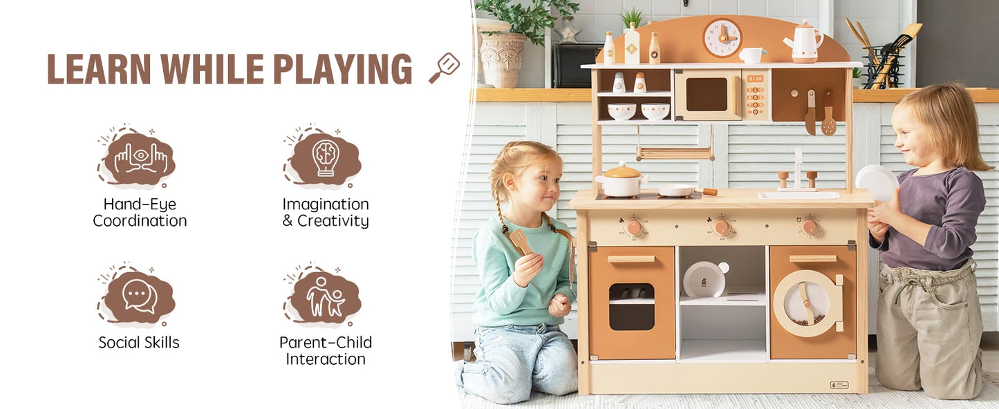 Wooden Kitchen for Kids - Play Kitchen with Plenty of Play Features