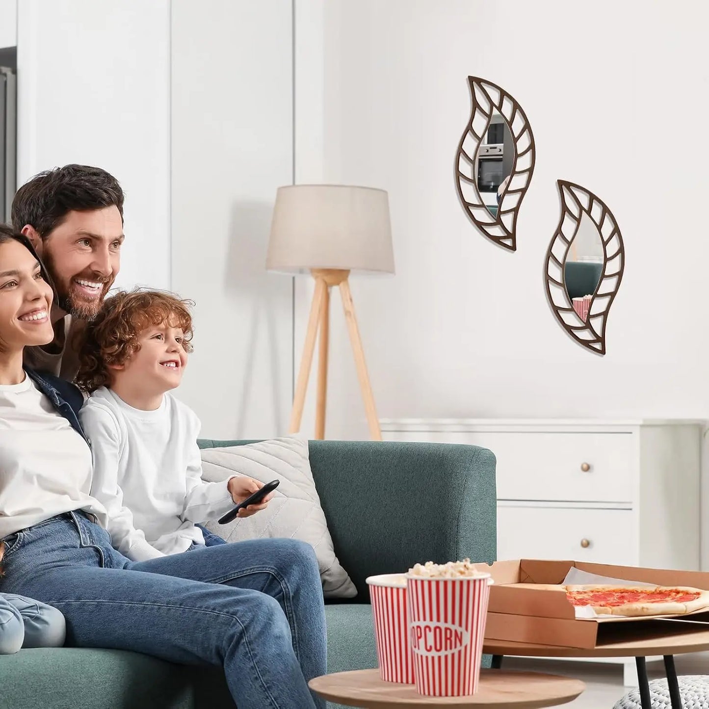 2 Pcs Decorative  Leaf  Wall Mirror